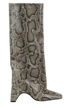 Bridge Python boot - Blankets - Green color - Leather upper with python print - Square toe - Logo printed on contrasting shaft - Curved leather sole - Wide heel - Heel height: 10 cm Versace Leather Jacket, Tom Ford Handbags, Rick Owens Jacket, Chanel Designer, Stella Mccartney Bag, Python Print, Leopard Print Blouse, Leather Clutch Bags, Snakeskin Print