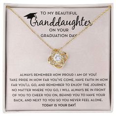 Give your Graduating Granddaughter a beautiful linked hearts necklace for her Graduation. Graduation is a day full of emotion and this beautiful necklace and encouraging message is the perfect gift to show your daughter that you support her. This beautiful necklace would make a perfect Graduation Gift for your granddaughter as she graduates from high school, college, or grad school.Check my other listings for the "To our Granddaughter" version of this.✦ AT A GLANCE:- Two hearts embellished with Granddaughter Jewelry, Gift For Graduation, To My Granddaughter, Graduation Presents, Graduation Necklace, College Graduation Gifts, Verses For Cards, Necklace For Her, Granddaughter Gift