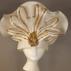 Ben Marc International Hat. White With Gold Trim And Rhinestone Embellishment. Fabulous! Great For Church, Teas Or Kentucky Derby Festivities! You'll Knock 'Em Dead! Elegant White Rhinestone Headpieces, Elegant White Hat With Rhinestones, Elegant Mini Hats With Rhinestones For Weddings, White Rhinestone Party Headpiece, Luxury Fitted White Hat, Elegant Tall Crown Party Hat, Elegant Embellished Hats With Curved Brim, Elegant Embellished Hat With Curved Brim, Elegant Fitted Costume Hats And Headpieces For Celebration