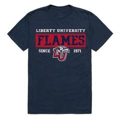 Liberty University Flames NCAA Established Tees T-Shirt-Campus-Wardrobe Spirit Wear Designs, School Spirit Shirts Designs, College Inspiration, Less Design, School Shirt Designs, School Spirit Wear, College Tees, Liberty University, School Spirit Shirts