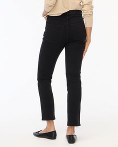 Factory: Essential Straight Jean In All-day Stretch For Women Stretch Pants With Five Pockets For Fall, Fall Stretch Pants With Five Pockets, Fitted Tapered Leg Work Jeans, Fitted Tapered Leg Jeans For Work, Straight Dark Wash Pants For Spring, Spring Straight Dark Wash Pants, Non-stretch Five Pockets Dark Wash Cropped Jeans, Versatile Stretch Straight Leg Bottoms, Versatile Stretch Cotton Jeans