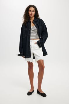 Oversized Denim ShirtCotton On Women - Oversized Denim Shirt - IndigoCotton On | Women | Clothing | JacketsCotton On | Women | Clothing | JacketsCotton On | Women | Clothing | Jackets Trendy Relaxed Fit Everyday Denim Top, Oversized Dark Wash Tops For Spring, Dark Wash Oversized Denim Top, Cotton Denim Jacket With Frayed Hem, Relaxed Fit, Cotton Denim Jacket With Frayed Hem And Relaxed Fit, Cotton Denim Jacket With Frayed Hem In Relaxed Fit, Oversized Denim Blue Top For Everyday, Everyday Relaxed Fit Cotton Denim Top, Oversized Denim Button-up Tops