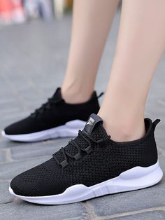 Black Sporty,Funky Collar    Running Shoes,Sock Sneakers Embellished   Women Shoes Sporty Wear-resistant Slip-on Sneakers, Casual Durable Running Sneakers, Casual Wear-resistant Running Shoes For Jogging, Casual Wear-resistant Sneakers For Jogging, Sporty Wear-resistant Sneakers For Jogging, Casual Wear-resistant Running Shoes For Light Sports, Casual Wear-resistant Lace-up Running Shoes, Wear-resistant Low-top Sneakers For Jogging, Wear-resistant Low-top Running Sneakers