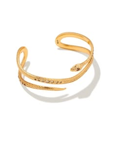 Phoenix Cuff Bracelet in Vintage Gold | Kendra Scott 18k Gold Bangle, Wrist Stack, Statement Cuff Bracelet, Wrist Stacks, Ear Climbers Earrings, Trending Bracelets, Yellow Gold Bangle, Climber Earrings, American Southwest