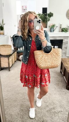 Comment SHOP below to receive a DM with the link to shop this post on my LTK ⬇ https://liketk.it/4Igna

Red floral summer dress from amazon with a denim jacket, straw tote bag and white sneakers. Everything fits TTS.  Linking similar jacket styles


// Summer outfits 2024,  vacation outfit, travel outfit, casual summer dress outfit, petite Amazon fashion, casual mom outfit ideas, summer outfit amazon, Amazon outfit ideas, casual outfit ideas, spring outfit inspo, casual fashion, amazon summer fashion, amazon casual outfit, cute casual outfit, outfit inspo, outfits amazon, outfit ideas, amazon shoes, Amazon bag, purse, size 4-6, casual summer outfits, casual outfit ideas everyday, summer tops, summer fashion, summer bag #summeroutfits  
 #ltkitbag #ltkfindsunder50 #ltkstyletip Boho Summer Outfits, Casual Outfits For Moms, Summer Work Outfits, Summer Dress Outfits, Floral Dress Summer, Casual Summer Dresses, Vacation Outfits, Casual Summer Outfits