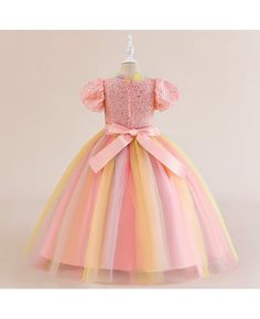 Get 10% off now! Buy colorful rainbow ombre long tulle party dress for children girls at cheap price online. Free stable shipping and pro custom service since 2009. Multicolor Tulle Skirt Dress, Rainbow Tulle Dress For Spring, Summer Rainbow Tulle Dress, Spring Rainbow Tulle Dress, Princess Style Multicolor Tulle Dress, Multicolor Tulle Skirt Dresses For Party, Spring Princess Tutu Dress In Rainbow Colors, Spring Princess Tutu Dress In Rainbow, Princess Style Rainbow Tutu Dress For Spring