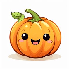 a cartoon pumpkin with two eyes and a smile on its face, sitting in front of a white background