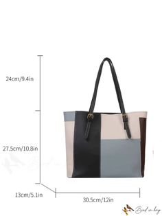 BirdinBag - Chic Colorblock Tote with Shoulder Strap Color Block Tote, Bags Tote, Shoulder Tote Bag, Shoulder Tote, Leather Coat, Womens Tote Bags, Color Blocking, Pu Leather, Shoulder Strap