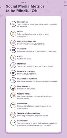 the social media metrics to be mindful ct's guide is shown in purple