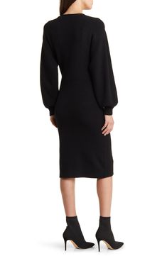 This faux-wrap sweater-dress knit with soft ribbing features a sultry dipped neckline and waist-cinching sash. 40" length (size medium) Surplice V-neck Long sleeves with ribbed cuffs Attached waist tie 50% viscose, 28% polyester, 22% nylon Hand wash, dry flat Imported Charles Henry, Wrap Sweater Dress, Wrap Sweater, Cinched Waist, Waist Tie, Nordstrom Dresses, Knit Dress, Sweater Dress, Nordstrom