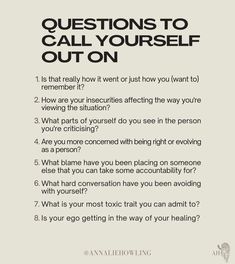 a poster with the words questions to call yourself out on