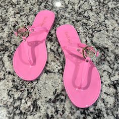 Never Worn So Cute! Please Ask Me Any Questions Accepting Reasonable Offers Only Trendy Pink Sandals For Vacation, Adjustable Pink Jelly Sandals For Beach, Pink Adjustable Jelly Sandals Casual Style, Casual Pink Adjustable Jelly Sandals, Casual Adjustable Pink Jelly Sandals, Casual Pink Slip-on Jelly Sandals, Pink Open Toe Flip Flops For Vacation, Pink Open Toe Flip Flops For Summer, Pink Open Toe Flip Flops For Beach