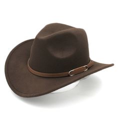 Colors: we have 9 colors to choose Material: wool blend Style: cowboy/western Feture: stiff wide brim , brown leather belt hatband ( the hatband can be taken off and replaced) Size: Great fit for 54cm (21.2" ) , with an adjustable tape built in sweatband to help find the best fit. Brim width: 7 cm (2.75") Gender: boys and girls at 3-8 years old Packing list: 1 x hat  Perfect fashionable accessory that can be worn throughout all seasons and various special occasions Note: All items are guaranteed Festival Props, Baby Cowboy Hat, Western Boys, Kids Cowboy Hats, Western Kids, Brown Cowboy Hat, Play Props, Equestrian Girls, Party Costumes