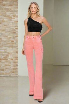 Casual Mid-rise Cargo Jeans For Spring, Trendy High Rise Summer Jeans, Trendy High Rise Jeans For Summer, Casual Non-stretch High-waisted Flare Jeans, Trendy Wide Leg Flare Jeans For Spring, Non-stretch Cotton Flare Jeans For Summer, Casual Spring Flare Jeans, Spring Trendy Wide Leg Flare Jeans, Trendy Non-stretch Straight Leg Cargo Jeans