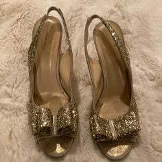 Worn Once So In Excellent Condition Size 7 But I Think A Bit Generous About 3 Inch Heel Please Ask Any Questions Bundle And Save Kate Spade Shoes, 3 Inch Heels, Peep Toe Heels, Shoes Women Heels, Kate Spade, Shoes Heels, Size 7, Glitter, Women Shoes