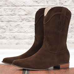 Category:Boots; Upper Materials:Suede,PU; Lining Materials:PU; Season:Summer,Winter; Gender:Men's; Toe Shape:Pointed Toe; Style:Casual; Boot Shaft:Mid-Calf Boots; Outsole Materials:Rubber; Occasion:Daily; Closure Type:Loafer; Function:Warm,Breathable,Non-slipping; Pattern:Solid Colored; Shipping Weight:0.905; Listing Date:09/01/2020; 2024 Trends:Cowboy Boots,Work Boots; Foot Length:; Size chart date source:Provided by Supplier. Mens Boots Online, Brown Riding Boots, Mens Cowboy Boots, Mens Cowboy, Tan Suede, Western Cowboy Boots, Mens Shoes Boots, Western Cowboy, Mid Calf Boots