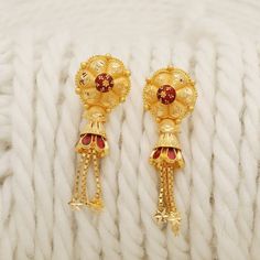 Unique Wedding Earrings, Gold Earrings For Kids, 22k Gold Earrings, Gold Temple Jewellery, Paper Flower Art, Diy Embroidery Patterns