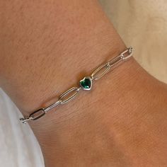 Real Sterling Silver (925) Emerald Cz Dainty Bezel Set Chain Bracelet, Silver Jewelry With Adjustable Chain For May Birthstone, Silver Oval Chain Bracelet For Everyday, Silver Dainty Oval Link Bracelet, Elegant Oval Silver Chain Bracelets, Elegant Oval Silver Chain Bracelet, Sterling Silver Oval Chain Bracelet Gift, Oval Link Cubic Zirconia Jewelry, Sterling Silver Birthstone Bracelet Gift