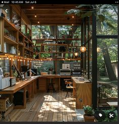 a room filled with lots of wooden shelves and desks covered in bookshelves