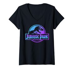 PRICES MAY VARY. Officially Licensed Jurassic Park Apparel 15JPRK007 Lightweight, Classic fit, Double-needle sleeve and bottom hem Blue Purple Gradient, Jurassic Park Logo, Purple Gradient, Park Ranger, Jurassic Park, Different Fabrics, Branded T Shirts, Blue Purple, Fossil