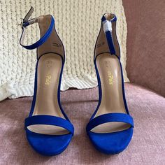 Dream Pairs Blue Heel Sandals Never Been Worn. 4.5” Heel With .25” Platform, Size 5.5. Blue Hills Shoes, Royal Blue Quinceanera Shoes, Royal Blue Quince Heels, Blue Heels With Padded Heel And Ankle Strap, Blue Heels With Ankle Strap And Padded Heel, Blue Prom Heels, Blue Wedge Heel Sandals For Evening, Blue Block Heels With Heel Loop, Blue Wedge Heels For Evening