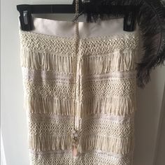 Off White, 20's Style, Fringe Skirt! New With Tags From Francesca's! Super Cute And Easy To Dress Up For A Night Out, Or Dress Up For An Office Meeting! Comfy And Cute. Please Feel Free To Make Offers! Spring White Skirt With Tassels, White Tassel Skirt For Spring, Elegant Summer Skirt With Tassels, Elegant Cream Beach Skirt, Elegant Summer Bottoms With Fringe, Bohemian Beige Party Skirt, Bohemian White Mini Skirt For Party, White Bohemian Bottoms With Fringe, Bohemian White Bottoms With Fringe