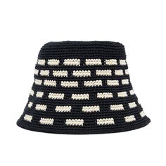 The Sak Lanie Bucket Hat - |Hand Crochet - Black Tile| Easy Crochet Hats, Tiny Bead Bracelet, Crochet Black, Easy Crochet Hat, Crochet Baby Hat, Black Bucket Hat, Crochet Cord, Crochet Hair Accessories, Black Bucket