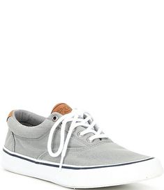 Sperry Men's Striper II CVO Canvas Sneakers | Dillard's Classic Gray Slip-on Sneakers, Gray Outdoor Sneakers With Vulcanized Sole, Classic Gray Sneakers For Outdoor, Gray Slip-resistant Lace-up Sneakers, Sporty Slip-resistant Canvas Sneakers, Gray Lace-up Slip-resistant Sneakers, Gray Canvas Sneakers For Sports, Sneakers With Jeans, Sperry Men