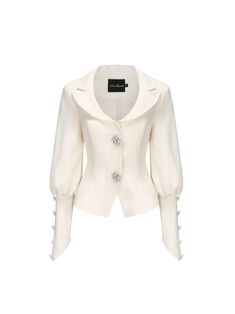 THIS ITEM IS FINAL SALE AND NOT ELIGIBLE FOR A RETURN OR EXCHANGE Statement blazers for a statement holiday. The Annica Blazer is designed with puff sleeves and round lapels to offer a retro, unique vibe. The waist is synched to hug your curves in all the right places. Features 2 diamond snap buttons Shimmering fabric Shoulder pads Puff sleeves Round lapels Synched waist Dry clean only Nana Jacqueline, Blazer White, Stockholm Fashion, White Blazer, Hug You, Interior Ideas, Uganda, Puff Sleeves, Two Pieces