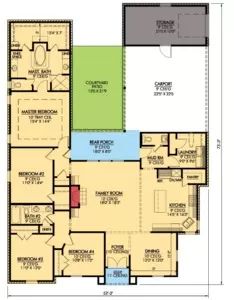 the floor plan for a home with two separate rooms and one living room on each side