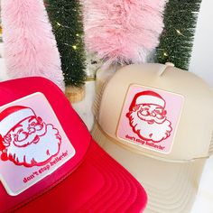 Get in the holiday spirit with this new Christmas patch trucker hat! A best-seller, these hats are adjustable and can fit just about any head. They're super comfortable too. Casual Holiday Hat With Curved Brim, Casual Curved Brim Hats For Holiday, Casual Curved Brim Hat For Holidays, Casual White Christmas Hat, Casual Curved Brim Holiday Hat, Casual Christmas Cap, Winter Hats With Curved Bill, One Size, Winter Hat With Curved Bill, One Size Fits Most, Adjustable Christmas Hat As Gift