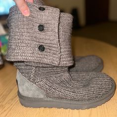 Barely Worn Grey Ugg Sweater Boots! In Almost Brand New Condition As They Were Only Worn A Handful Of Times! Casual Boots For Cold Weather In Fall, Casual Fall Boots For Cold Weather, Casual Gray Boots For Fall, Casual Gray Fall Boots, Casual Boots For Cold Weather With Round Toe, Casual Round Toe Boots For Cold Weather, Fur Uggs, Ugg Sweater, Ugg Sweater Boots