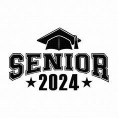 the logo for senior graduation, with stars and a mortar cap on it's head