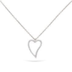 Jewelry Hearts | Diamond Pendant | 0.18 Cts. | 18K Gold - White / 40 - 42 Cm / Diamonds - necklace Zengoda Shop Luxury Classic Heart-shaped Diamond Necklace, Formal White Gold Heart Necklace With Single Cut Diamonds, Elegant Open Heart Diamond Necklace With Single Cut Diamonds, Elegant Single Cut Diamond Open Heart Necklace, Elegant Open Heart Single Cut Diamond Necklace, Diamond White Diamond Heart Necklace For Formal Events, Diamond White Diamond Heart Necklace For Formal Occasions, Diamond Heart Necklace With Single Cut Diamonds For Anniversary, Formal Heart-shaped Diamond Necklace With Pave Setting