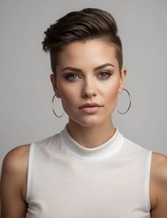 37 Creative Shaved Pixie Cut Ideas For Women Pixie Haircut Long On Top Short On Sides, Half Shaved Head Women, Woman Shaved Sides, Ruby Rose Pixie, Side Hairstyles For Short Hair, Very Short Pixie Haircut Shaved Sides, Buzzcut Pixie, Shaved Pixie Cut Edgy, Hairstyles Reference