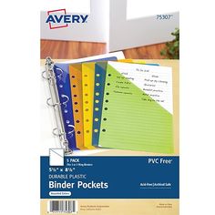 avery binder pockets, 5 / pack