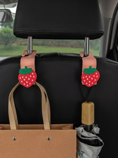 2pcs Strawberry Decor Car Seat Back Hook #CarMods Strawberry Decor, Car Interior Diy, Inside Car, Car Interior Design