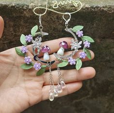 Size: Standart Earrings Mushroom, Fabric Glass, Mushroom Jewelry, Fabric Beads, Floral Earrings, Metal Necklaces, Design Floral, Pretty Jewellery, Leaf Earrings