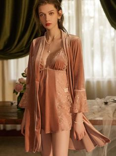 Name of fabric: laceStyle: suitSleeve length: Long sleeveColor: burgundy, black, pinkSize: M,L Lace Nighty, Female Sleepwear, Plus Size Cosplay, Nightgown Sets, Black Dress With Sleeves, Dresses Chiffon, Short Lace Dress, Printed Long Dresses, Home Dress