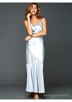 Splendid Silk Gown | Julianna Rae Elegant Silk V-neck Nightgown, Elegant V-neck Evening Nightgown, Fitted Satin Nightgown For Party, Full-length Satin Slip Dress For Evening, Satin Maxi Dress With Bias Cut And Fitted Bodice, Full Length Satin Slip Dress For Evening, Elegant Satin V-neck Dress For Night, Elegant V-neck Satin Night Dress, Floor-length Slip Dress With Satin Finish And Fitted Bodice