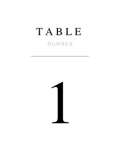 the table number 1 is black and white