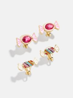 Make every day sweet with the Candy Please Kids' Clip-On Earring Set. Featuring two adorable candy designs, these clip-ons are perfect for kids who love a sweet style. No need for pierced ears — just clip on and go for a stylishly sugary look. Please note: intended for children 3+ Kids Candy, Jewelry Accessories Ideas, Accessories Ideas, Childrens Jewelry, Sweet Style, Pink Candy, One Set, Pierced Ears, Kids Safe