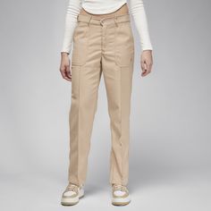 There's a lot to like about these pants. A straight leg fit with elastic at the back waistband. Pin tucks along the center front of the legs. Workwear inspired patch pockets. The cuffs have an interior zipper to switch up your silhouette and show off your footwear, if you're so inclined. All those details wrapped up in a classic, versatile cut? We're approaching favorite pants status. Tapered Cargo Pants For Fall, Beige Workwear Bottoms With Patch Pockets, Retro Cargo Pants For Fall, Retro Fall Pants With Cargo Pockets, Retro High-waisted Relaxed Fit Pants, Retro Pants With Cargo Pockets For Spring, Retro Spring Pants With Cargo Pockets, Retro Bottoms With Relaxed Fit And Straight Hem, Retro Cargo Pants For Spring