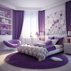 Interior design ideas Lavender And White Room Ideas, Purple Bedroom Design Ideas, Lavender And Purple Bedroom Ideas, Lavender And White Bedroom Ideas, Bedroom Ideas Purple And White, White And Lavender Bedroom, Lavender Bedrooms, Room Ideas Baddie, Purple And White Bedroom Ideas