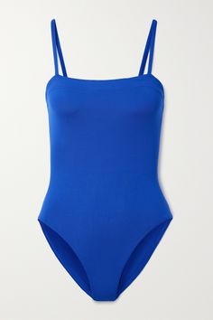 Feeling confident on vacation is easy if you invest in a well-made swimsuit. This blue 'Aquarelle' one-piece by Eres is cut from its signature sculpting  peau douce  fabric and has a square neckline and thin straps. Its minimalist look allows for endless styling options. Swimsuit Aesthetic, Pretty Swimsuits, Swimsuit Jewelry, Blue One Piece Swimsuit, Blue One Piece, Blue Swimsuit, Sports Suit, Ski Wear, On Vacation