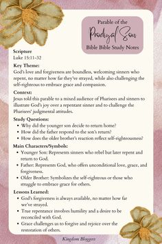 a pink and white card with flowers on it, including the words bible study notes