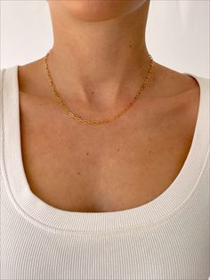 The most classic necklace! Choose from 2 styles of 14K gold filled necklaces that are extremely tarnish resistant. 17in long - can be clasped anywhere. Nickel and lead free. Save $15 when you purchase as a set. Classic Rose Gold Necklace With Gold Chain, Classic Rose Gold Necklace, Simple Everyday Paperclip Chain Jewelry, Classic Charm Necklace With Delicate Chain For Everyday, Simple Gold Charm Necklaces For Everyday, Simple Everyday Gold Charm Necklaces, Classic Everyday Jewelry With Paperclip Chain, Delicate Everyday Oval Link Necklace, Classic Everyday Gold-plated Charm Necklaces