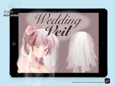 a tablet with an image of a bride and veil on it