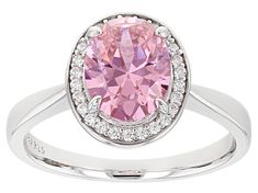 Bella Luce ® pink and white diamond simulants 3.28ctw oval and round, rhodium over sterling silver ring. Measures approximately 0.75" L x 0.44" W and is not sizeable. The diamond equivalent weight is 1.99ctw. Pink Oval Cubic Zirconia Jewelry, Dazzling Oval Pink Ring, Dazzling Pink Oval Ring, Pink Oval Diamond Ring With Accents, Pink Oval Jewelry With Center Stone, Diamond Simulant, Pink Jewelry, Pretty Rings, Gorgeous Jewelry