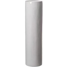 a tall white vase sitting on top of a table